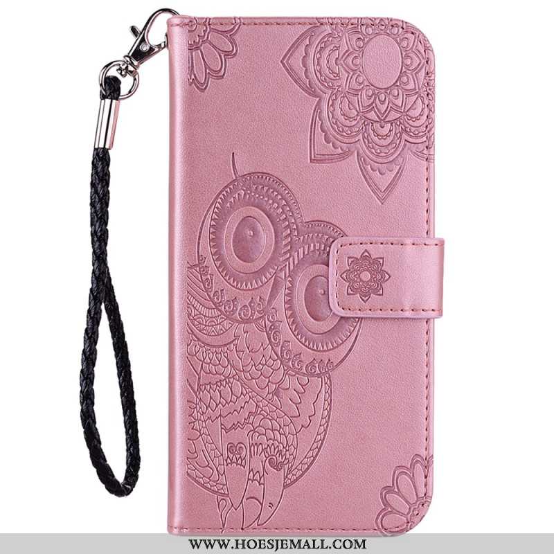 Leren Hoesje Voor Xiaomi Redmi Note 13 4g Uilpatroon Met Riem