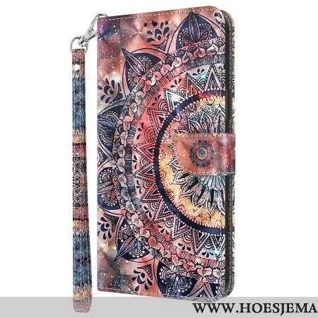 Leren Hoesje Xiaomi Redmi Note 13 4g Kleurrijke Mandala Met Riempje Bescherming Hoesje