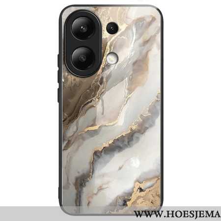 Hoesje Xiaomi Redmi Note 13 4g Beige Marmer Gehard Glas Bescherming Hoesje