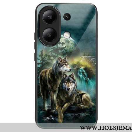 Hoesje Xiaomi Redmi Note 13 4g Wolfpatroon Van Gehard Glas