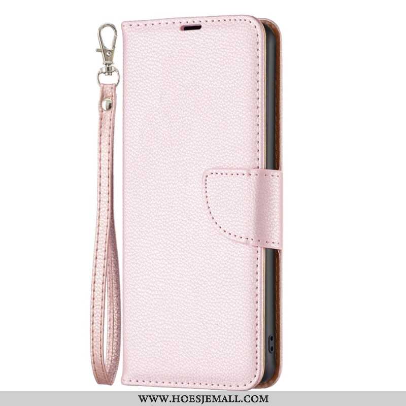 Leren Hoesje Voor Xiaomi Redmi Note 13 4g Litchi Lederen Stijl Met Riem