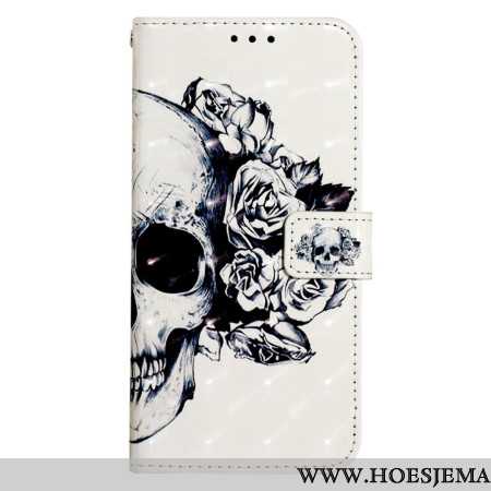 Folio-hoesje Xiaomi Redmi Note 13 4g Telefoonhoesje Gebloemde Schedel Met Riem