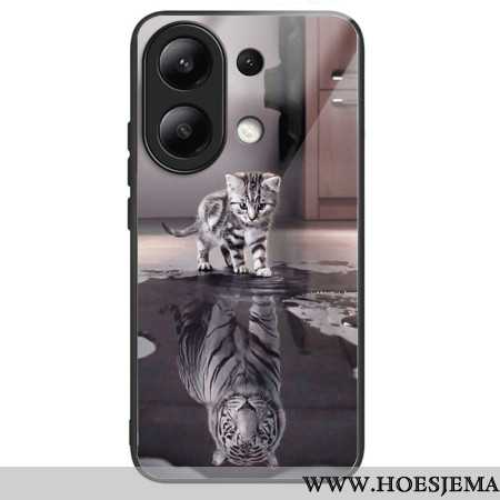 Hoesje Voor Xiaomi Redmi Note 13 4g Kat En Tijger Gehard Glas