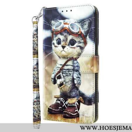 Folio-hoesje Xiaomi Redmi Note 13 4g Vliegenier Kat Met Riem