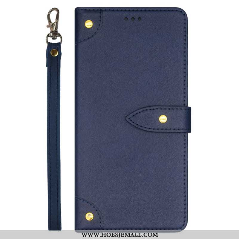 Leren Hoesje Xiaomi Redmi Note 13 5g Idewei Decoratieve Klinknagels