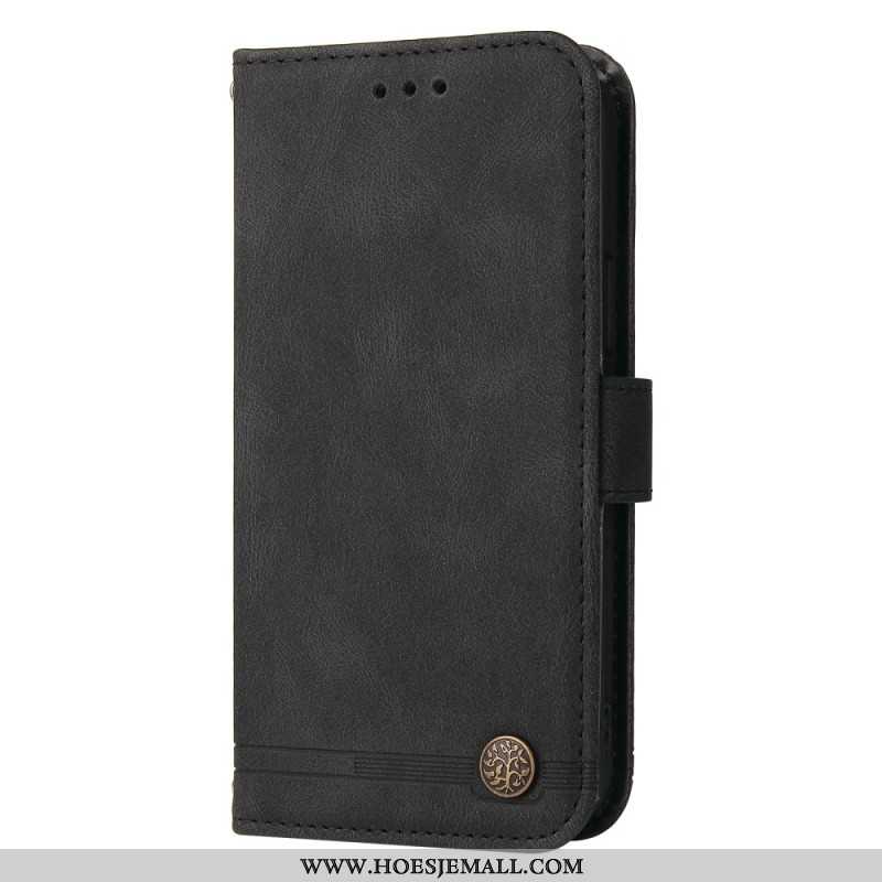 Leren Hoesje Voor Xiaomi Redmi Note 13 5g Decoratieve Riemklinknagel