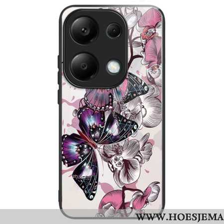 Hoesje Voor Xiaomi Redmi Note 13 Pro 4g Paarse Vlinders Van Gehard Glas