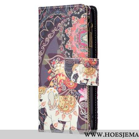 Leren Hoesje Xiaomi Redmi Note 13 Pro 4g Tribal Olifant Portemonnee Met Riem Bescherming Hoesje