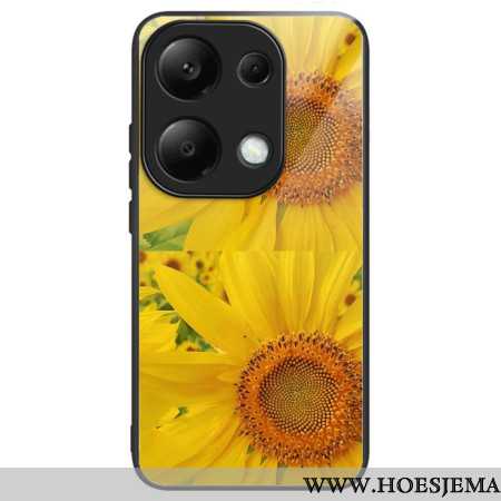 Cover Hoesje Xiaomi Redmi Note 13 Pro 4g Telefoonhoesje Zonnebloemen Van Gehard Glas