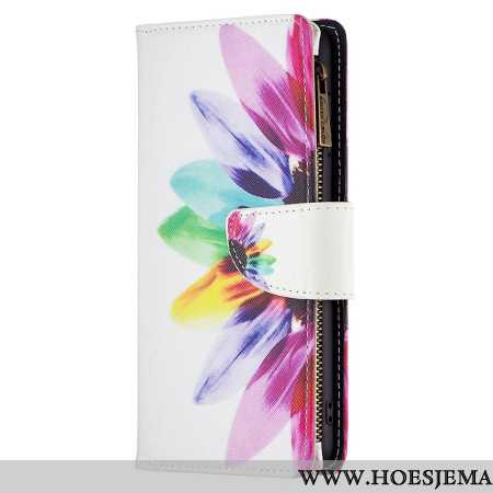 Leren Hoesje Xiaomi Redmi Note 13 Pro 4g Portemonnee Met Aquarelbloemen En Riem Bescherming Hoesje