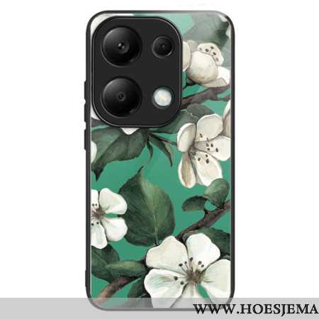 Hoesje Xiaomi Redmi Note 13 Pro 4g Gehard Glas Witte Bloemen