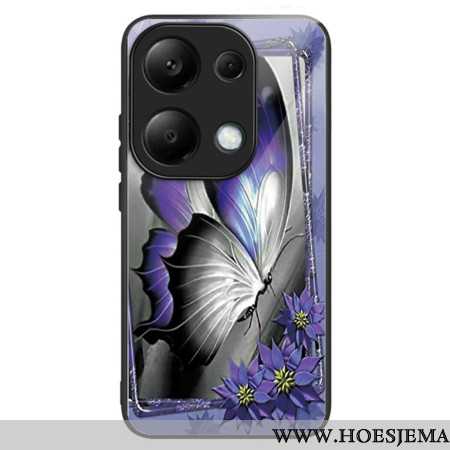 Cover Hoesje Xiaomi Redmi Note 13 Pro 4g Telefoonhoesje Paars Vlindergehard Glas