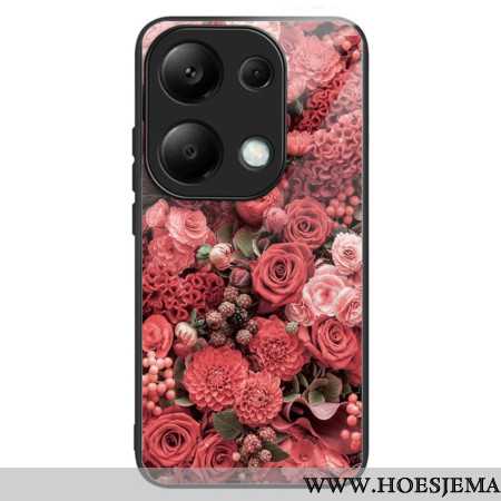 Case Hoesje Xiaomi Redmi Note 13 Pro 4g Telefoonhoesje Gehard Glas Rode En Roze Bloemen