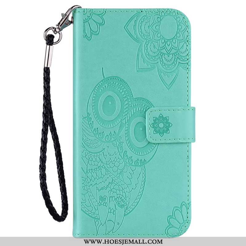 Leren Hoesje Xiaomi Redmi Note 13 Pro 5g Uilpatroon Met Riem Bescherming Hoesje