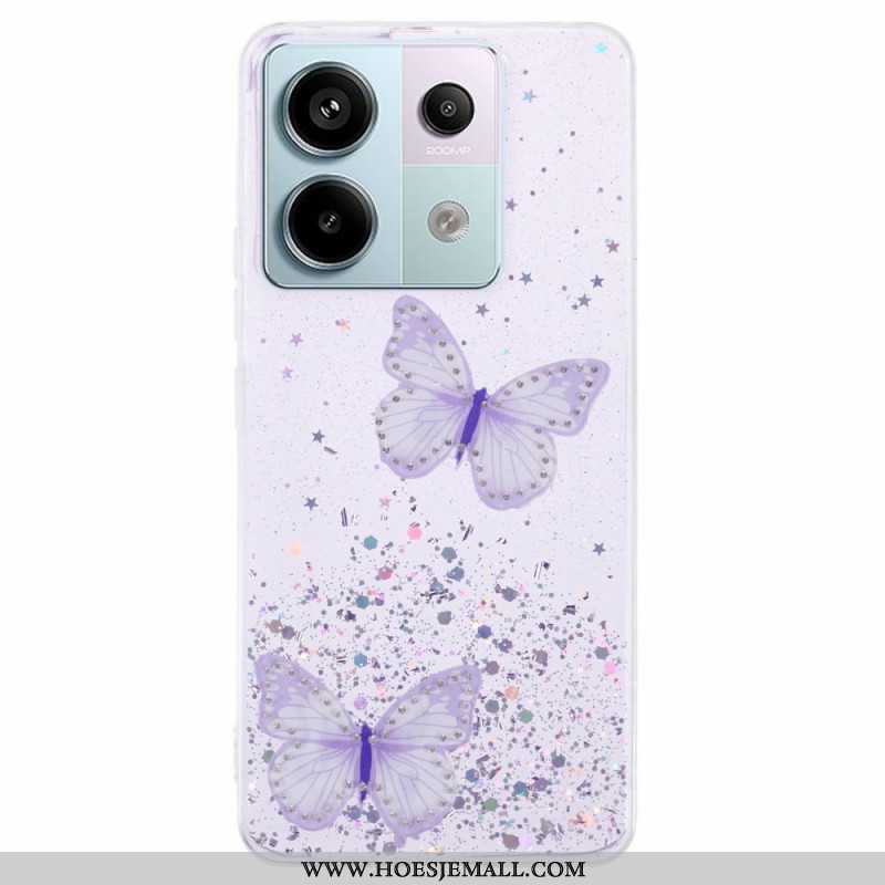 Hoesje Xiaomi Redmi Note 13 Pro 5g Vlinders Glitteren Bescherming Hoesje