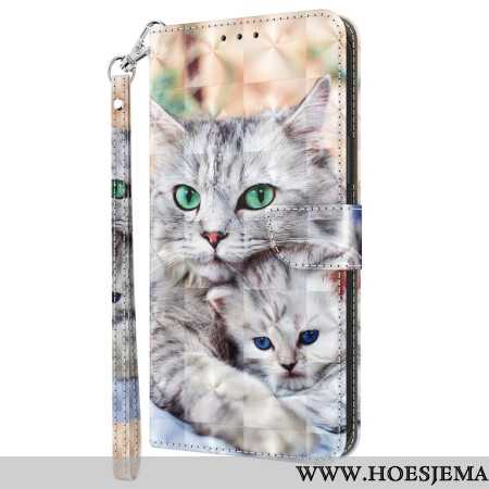 Leren Hoesje Xiaomi Redmi Note 13 Pro Plus 5g Twee Stringkatten Bescherming Hoesje