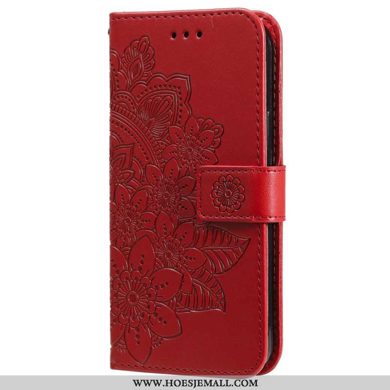 Leren Hoesje Xiaomi Redmi Note 13 Pro Plus 5g Bloemmotief Met Riempje Bescherming Hoesje