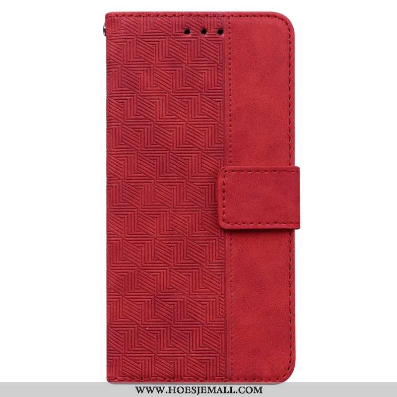 Leren Hoesje Xiaomi Redmi Note 13 Pro Plus 5g Geweven Patroon Met Bandjes Bescherming Hoesje