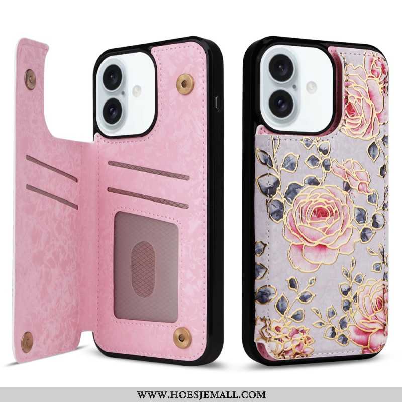 Hoesje iPhone 16 Plus Bloemen Rfid-bescherming Bescherming Hoesje