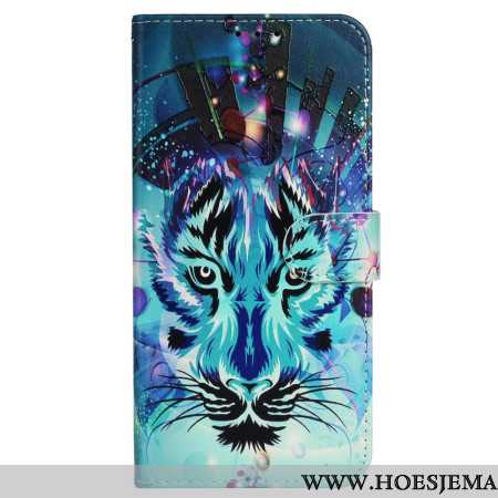 Leren Hoesje iPhone 16 Plus Wolf Met Riem Bescherming Hoesje