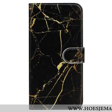 Folio-hoesje iPhone 16 Plus Telefoonhoesje Zwartgouden Marmer