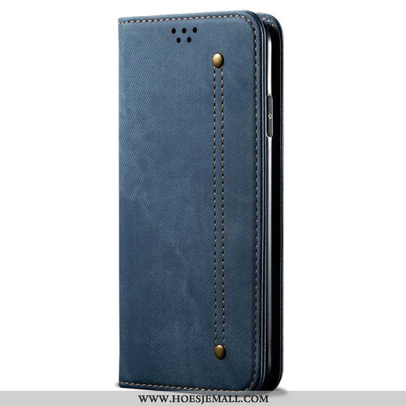 Folio-hoesje iPhone 16 Plus Jeansstof Bescherming Hoesje