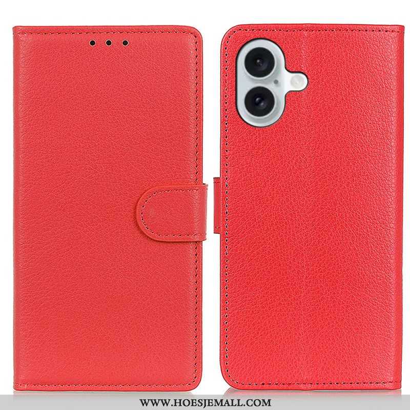 Hoesje Case iPhone 16 Plus Portemonnee Met Lychee-textuur