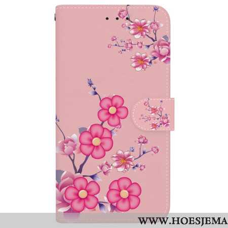 Leren Hoesje Voor iPhone 16 Plus Sakura-band