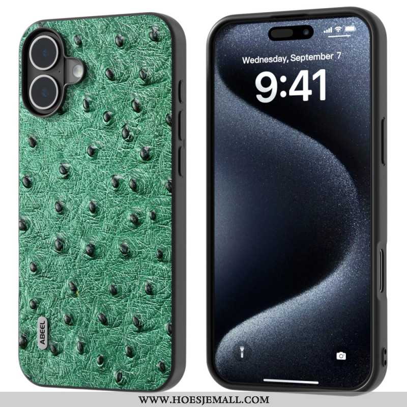 Cover Hoesje iPhone 16 Plus Telefoonhoesje Struisvogeltextuur Abeel