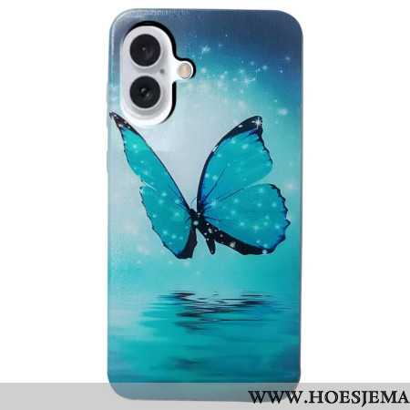 Cover Hoesje iPhone 16 Plus Telefoonhoesje Blauwe Vlinder