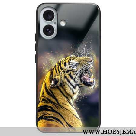 Hoesje Voor iPhone 16 Plus Roaring Tiger Gehard Glas