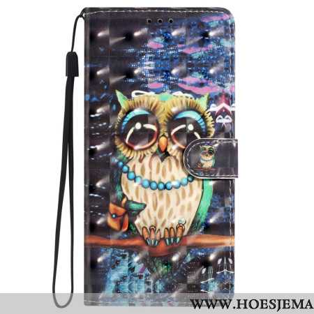 Leren Hoesje Voor iPhone 16 Plus String Uil