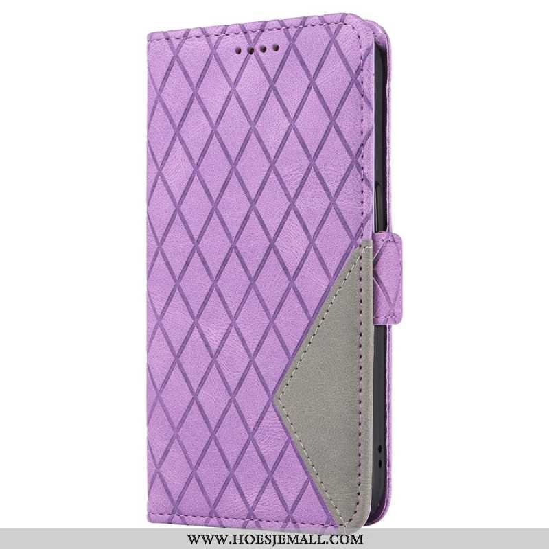 Leren Hoesje Voor iPhone 16 Plus Diamantbandpatroon