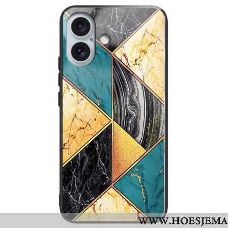 Hoesje iPhone 16 Plus Marmeren Barst Van Gehard Glas Bescherming Hoesje