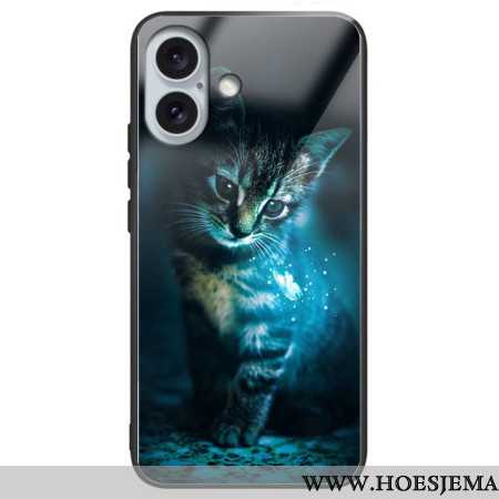 Case Hoesje iPhone 16 Plus Telefoonhoesje Gehard Glas Cat