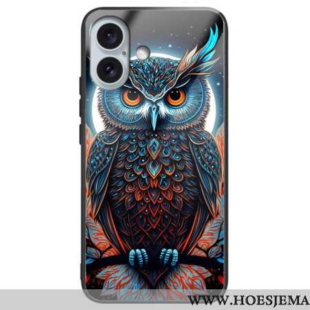 Case Hoesje iPhone 16 Plus Telefoonhoesje Artistieke Uil Van Gehard Glas