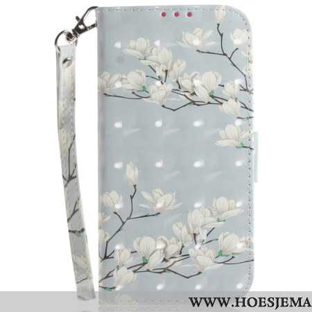 Leren Hoesje Voor iPhone 16 Plus Band Magnolia's