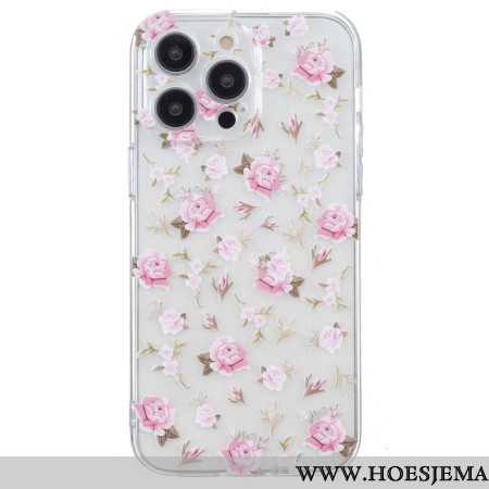 Hoesje iPhone 16 Pro Max Roze Bloemenpatroon Bescherming Hoesje