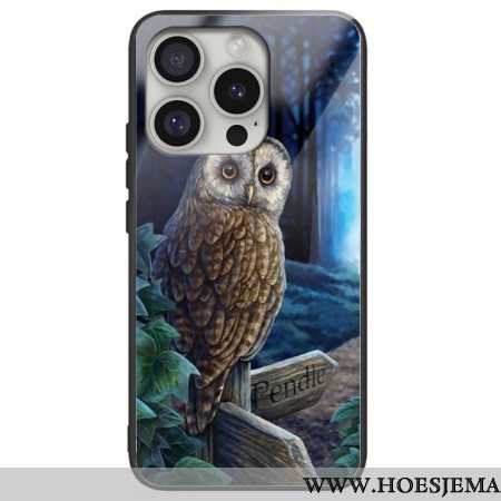 Hoesje Voor iPhone 16 Pro Max Uil Van Gehard Glas In Het Bos