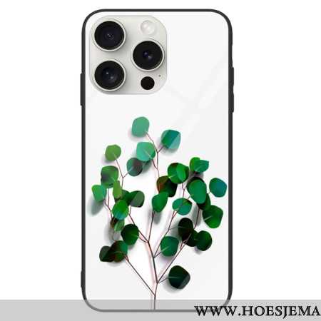 Hoesje iPhone 16 Pro Max Groene Bladeren Gehard Glas Bescherming Hoesje