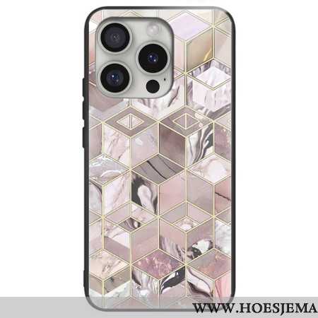 Cover Hoesje iPhone 16 Pro Max Telefoonhoesje Marmeren Blok Gehard Glas