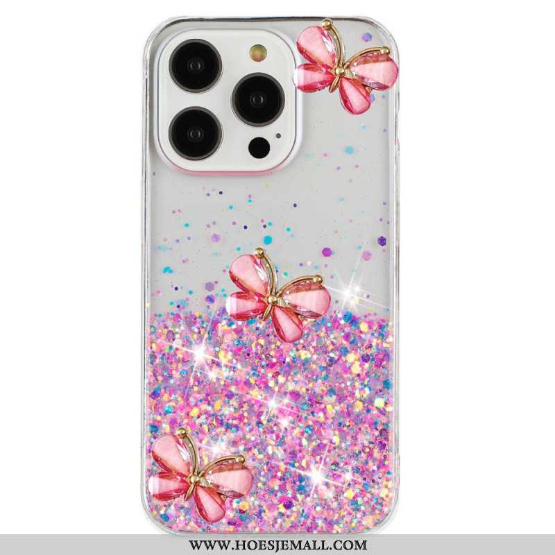 Hoesje iPhone 16 Pro Max 3d Vlinders Lichteffect Bescherming Hoesje