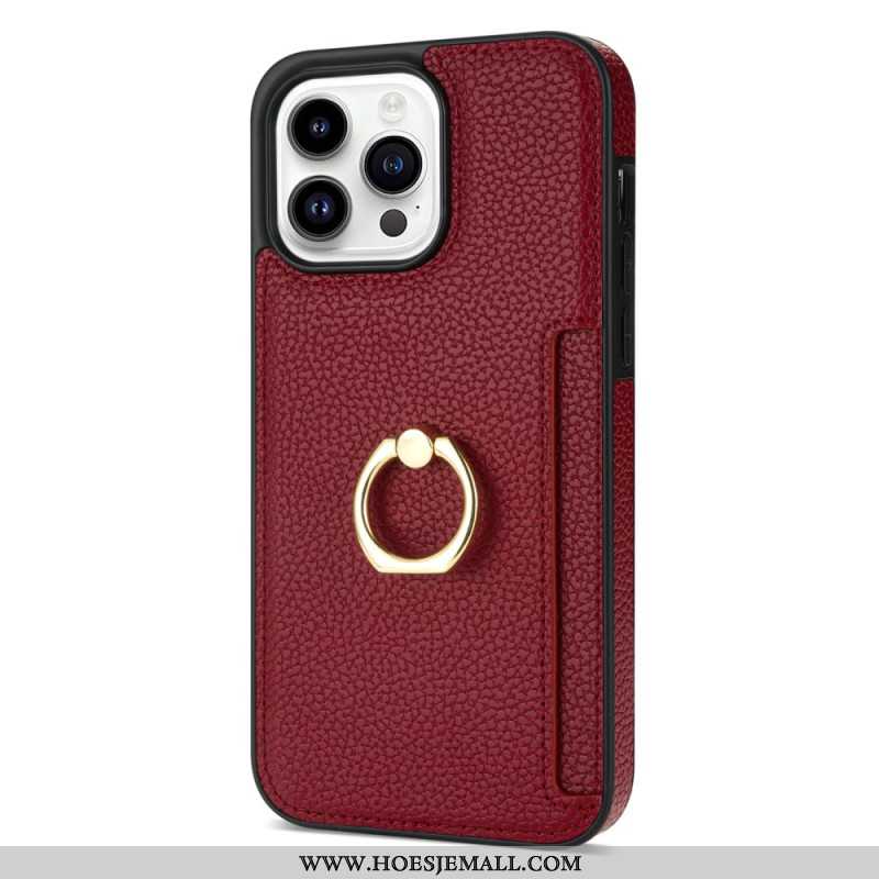 Cover Hoesje iPhone 16 Pro Max Telefoonhoesje Ring Met Leereffect