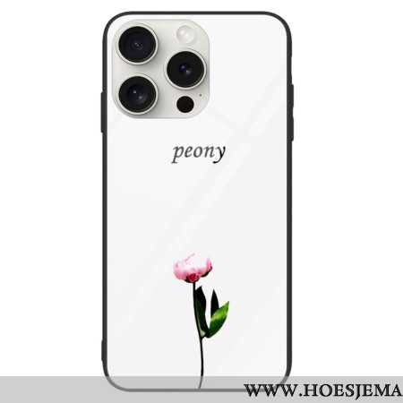 Hoesje iPhone 16 Pro Max Pioenroos Gehard Glas Bescherming Hoesje