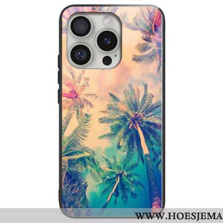 Case Hoesje iPhone 16 Pro Max Telefoonhoesje Palmboom Gehard Glas