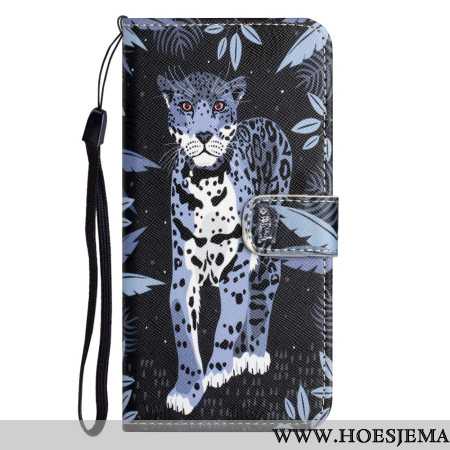 Leren Hoesje iPhone 16 Pro Max Bandjes Met Luipaardprint Bescherming Hoesje