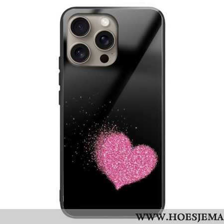 Hoesje iPhone 16 Pro Max Roze Hart Gehard Glas