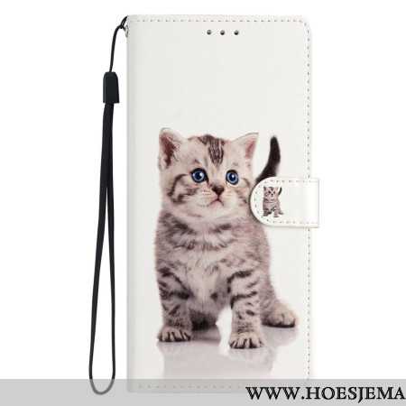 Folio-hoesje iPhone 16 Pro Max Telefoonhoesje Schattige Kat Met Riem