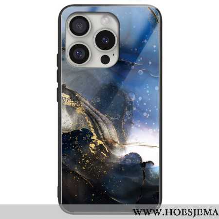 Hoesje Voor iPhone 16 Pro Max Gehard Glas Adelaar Zwart Blauw