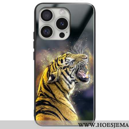 Case Hoesje iPhone 16 Pro Max Telefoonhoesje Roaring Tiger Gehard Glas